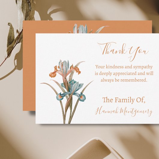 ヴィンテージターコイズフローラ悔やみや弔慰サンキューカード ノートカード