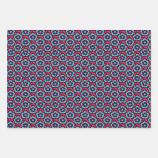 ヴィンテージターコイズレッドフローラディアンツスバーバスタトゥラ ラッピングペーパーシート (正面2)