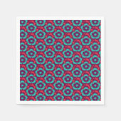 ヴィンテージターコイズレッドフローラディアンツスバーバタス スタンダードカクテルナプキン (正面)