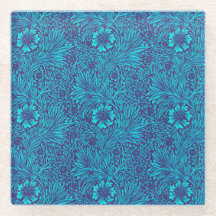 ヴィンテージターコイズ濃紫色の花柄