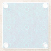 ヴィンテージターコイズ濃紫色の花柄 ガラスコースター (裏面)