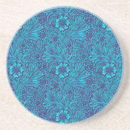 ヴィンテージターコイズ濃紫色の花柄 コースター