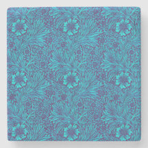 ヴィンテージターコイズ濃紫色の花柄