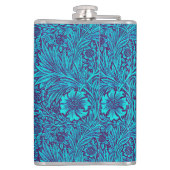 ヴィンテージターコイズ濃紫色の花柄 フラスク (裏面)