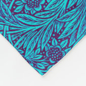 ヴィンテージターコイズ濃紫色の花柄 フリースブランケット (角)