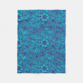 ヴィンテージターコイズ濃紫色の花柄 フリースブランケット (正面)