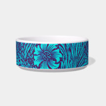 ヴィンテージターコイズ濃紫色の花柄