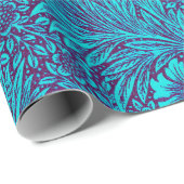 ヴィンテージターコイズ濃紫色の花柄 ラッピングペーパー (ロールコーナー)