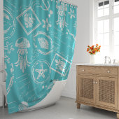 ヴィンテージターコイズ航海のシースタンプ シャワーカーテン