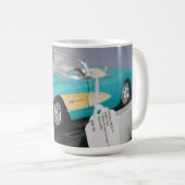 ヴィンテージターコイズ転換模型車 コーヒーマグカップ (正面右)