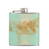 *~*ヴィンテージターコイズ金ゴールドグリッターゴールデンシャビー フラスク (正面)