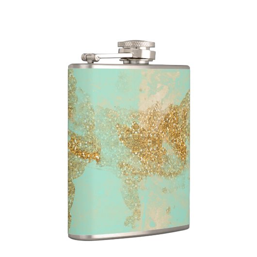 *~*ヴィンテージターコイズ金ゴールドグリッターゴールデンシャビー フラスク (右)