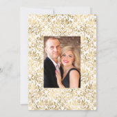 ヴィンテージターコイズ-ティール（緑がかった色）と金ゴールドのフローラ結婚の セーブザデート (裏面)