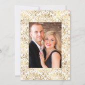 ヴィンテージターコイズ-ティール（緑がかった色）と金ゴールドのフローラ結婚の 招待状 (裏面)