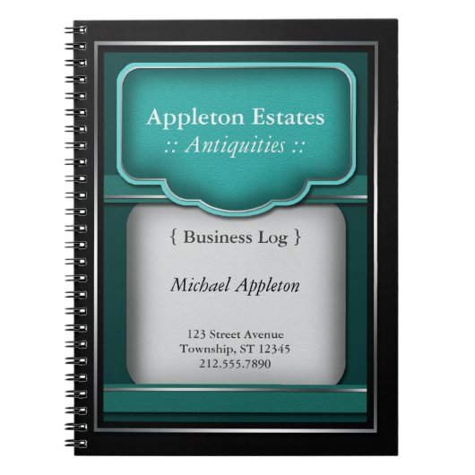 ヴィンテージターコイズ – ビジネスノートブック ノートブック (正面)