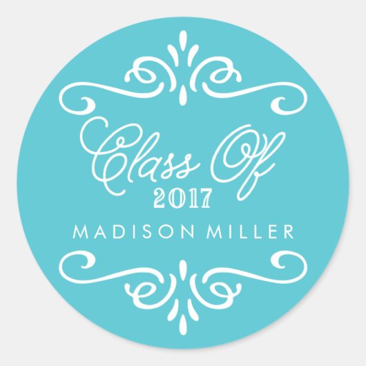 ヴィンテージターコイズ |卒業スタンプ ラウンドシール (正面)