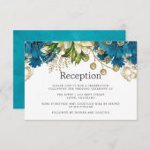 ヴィンテージターコイズ&金ゴールドシャビーウェディングレセプション 招待状 (正面/裏面)