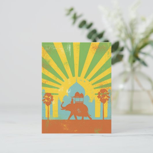 ヴィンテージタージマハル、インド旅行水の色レトロ ポストカード (スタンド正面)