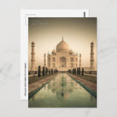 ヴィンテージタージマハル、インド旅行水の色レトロ ポストカード (正面/裏面)