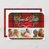 ヴィンテージタータンチェックが写真の日付を保存 案内ポストカード (正面/裏面)