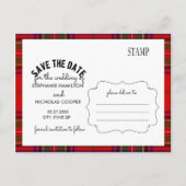 ヴィンテージタータンチェックが写真の日付を保存 案内ポストカード (裏面)