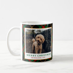 ヴィンテージタータンチェックプレイドフォトメリークリスマス コーヒーマグカップ