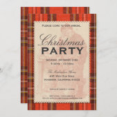ヴィンテージタータンチェックホリデーパーティー招待状 招待状 (正面/裏面)
