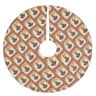 ヴィンテージタータンチェック女の子「メリークリスマス」 ブラッシュドポリエステルツリースカート