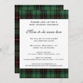 ヴィンテージタータンチェック、デビッドソンモダンベビーシャワー 招待状 (正面/裏面)