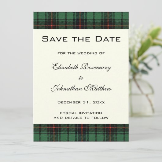 ヴィンテージタータン、デイビッドソンモダンパターンウェディング 招待状 (スタンド正面)