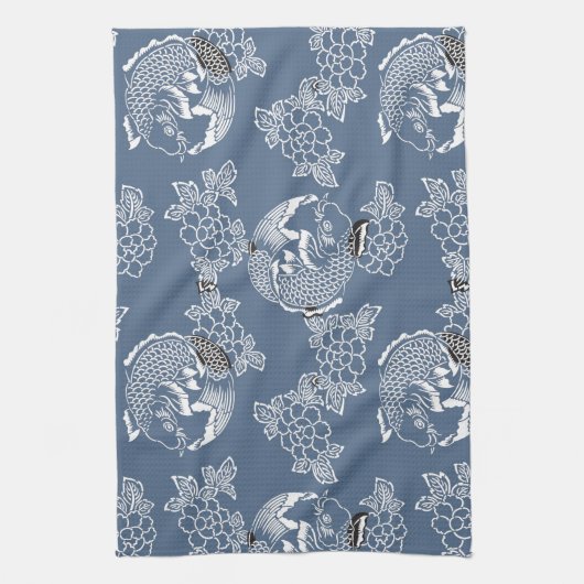 ヴィンテージタ日本のトゥーコイ(Carp) キッチンタオル (縦)