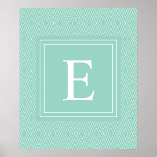 ヴィンテージダイアモンズホワイトティール（緑がかった色）ターコイズ ポスター