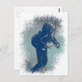 ヴィンテージダイバーアート水中オールドスタイルダイビング ポストカード (正面/裏面)