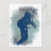 ヴィンテージダイバーアート水中オールドスタイルダイビング ポストカード (正面)