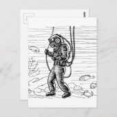 ヴィンテージダイバー – 海ダイビングスーツ ポストカード (正面/裏面)