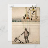 ヴィンテージダイビングイラストレーション ポストカード (正面/裏面)