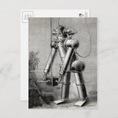 ヴィンテージダイビングスーツイラストレーション ポストカード (正面/裏面)