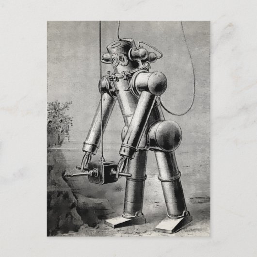 ヴィンテージダイビングスーツイラストレーション ポストカード (正面)