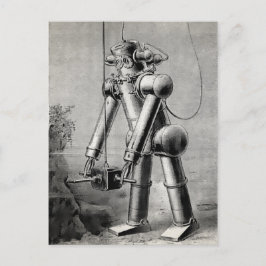 ヴィンテージダイビングスーツイラストレーション ポストカード