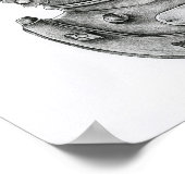 ヴィンテージダイビングヘルメットイラストレーション ポスター (角)