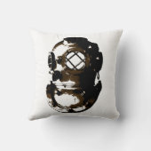 ヴィンテージダイビングヘルメットスキューバビーチ海ユニークおもしろい クッション (裏面)