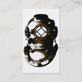 ヴィンテージダイビングヘルメットスキューバビーチ海ユニークおもしろい 名刺 (裏面)