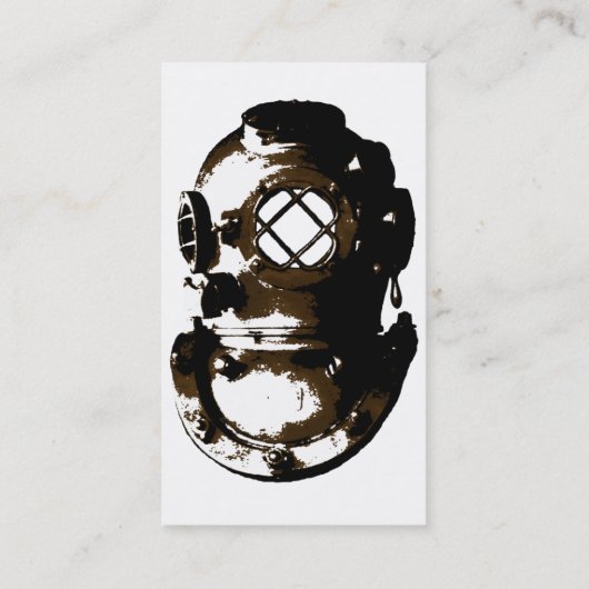 ヴィンテージダイビングヘルメットスキューバビーチ海ユニークおもしろい 名刺 (裏面)