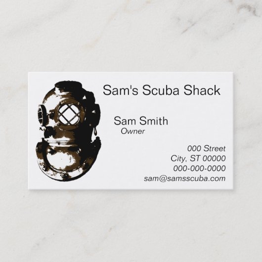 ヴィンテージダイビングヘルメットスキューバビーチ海ユニークおもしろい 名刺 (正面)