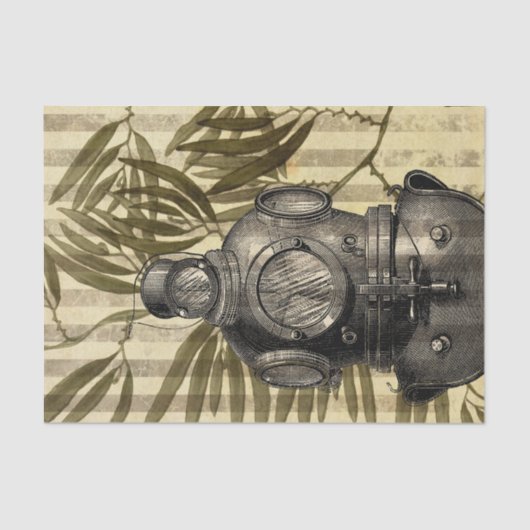 ヴィンテージダイビングヘルメット 薄葉紙 (正面)