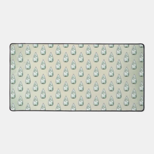 ヴィンテージダイヤモンドティール(緑がかった色)ラインビクトリアンストン デスクマット (正面)