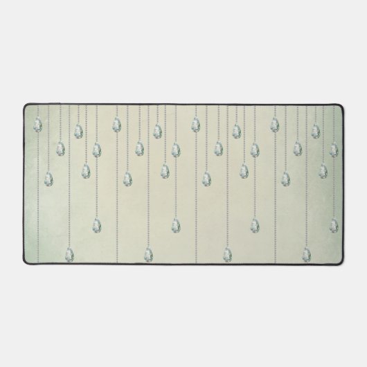 ヴィンテージダイヤモンドティール（緑がかった色）ラインビクトリアンストーン デスクマット (正面)