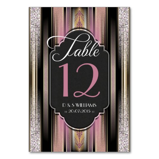 ヴィンテージダイヤモンドピ結婚ンクのテーブルナンバーカード テーブルナンバー (正面)