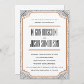 ヴィンテージダイヤモンドブラック&カッパー結婚式招待状 招待状 (正面/裏面)