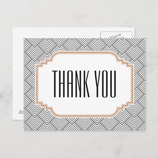 ヴィンテージダイヤモンドブラック&コッパーありがとうはがき ポストカード (正面/裏面)